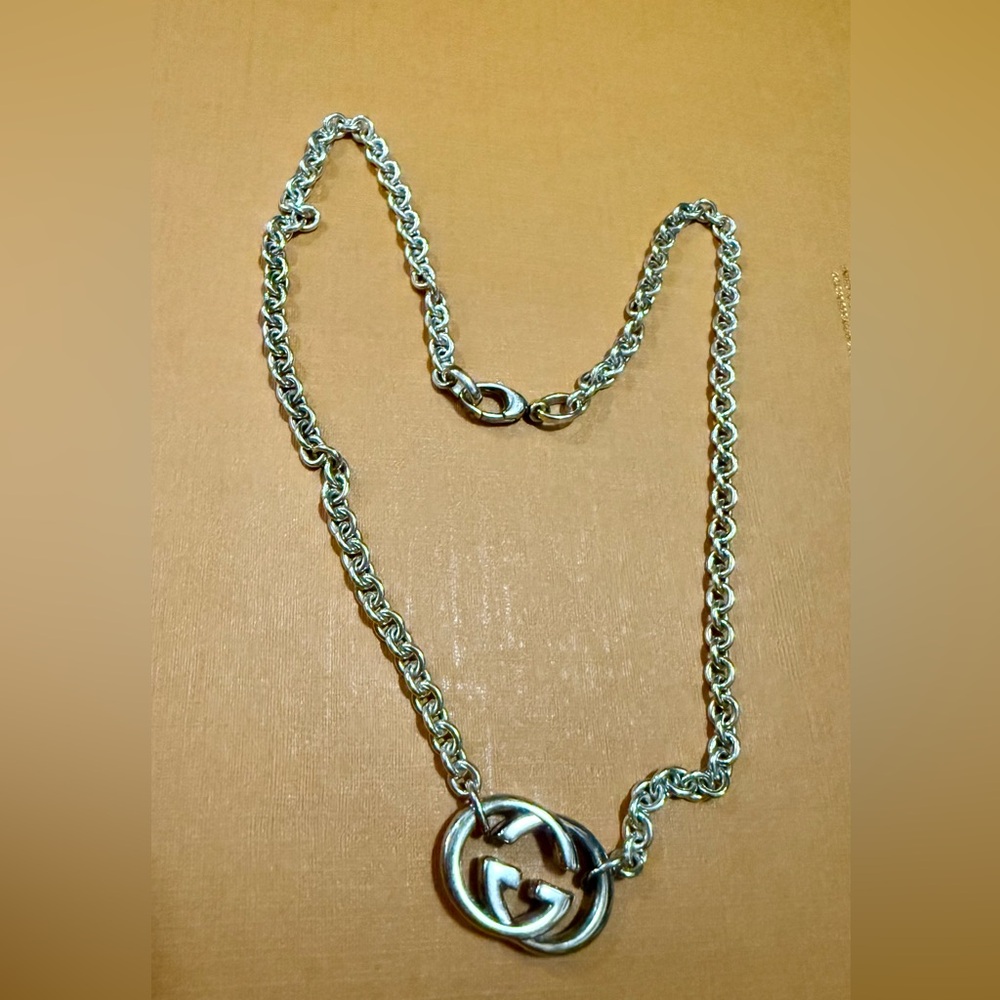 Gucci Choker .925 Silver Logo Necklace, 16 in
